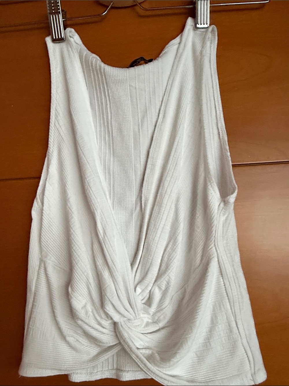 Zara White Twist-Front Ribbed Tank